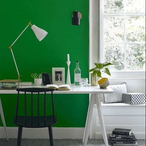 paint a wall of your office with a distinct solid color 