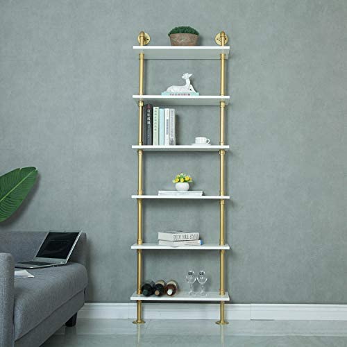 Industrial 6-Tiers Modern Ladder Shelf Bookcase