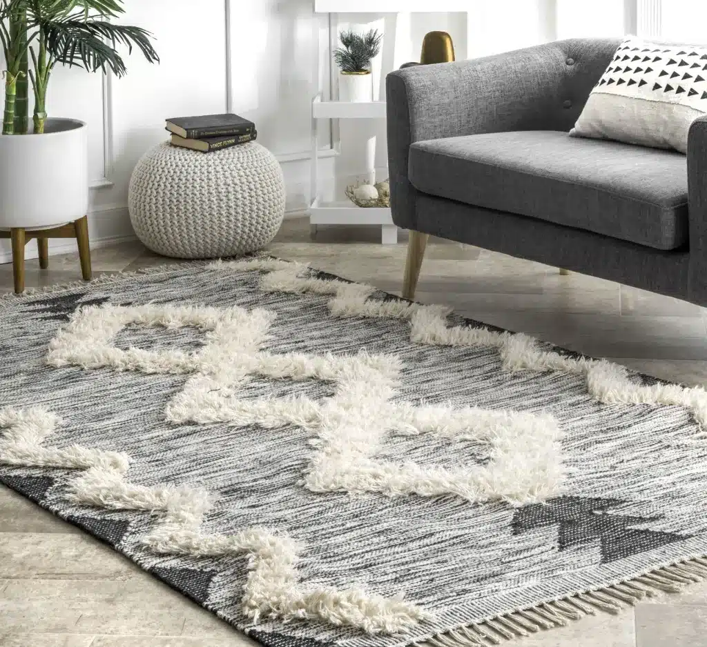 Black and White Scandinavian Shag Rug