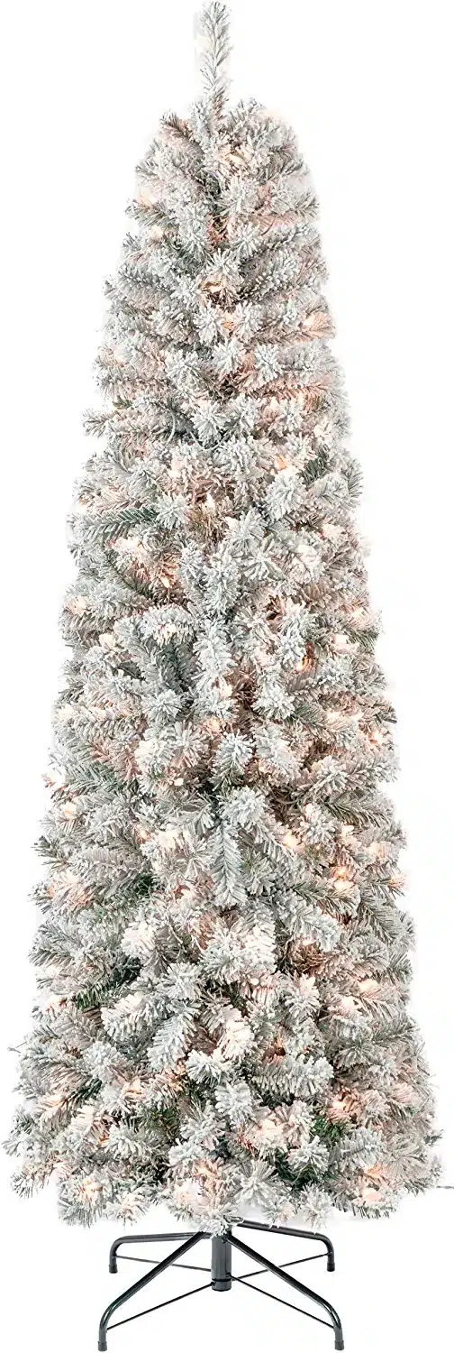 HomeKaren Flocked Pencil Christmas Tree