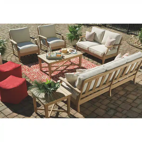 Coastal Outdoor Patio Eucalyptus Loveseat