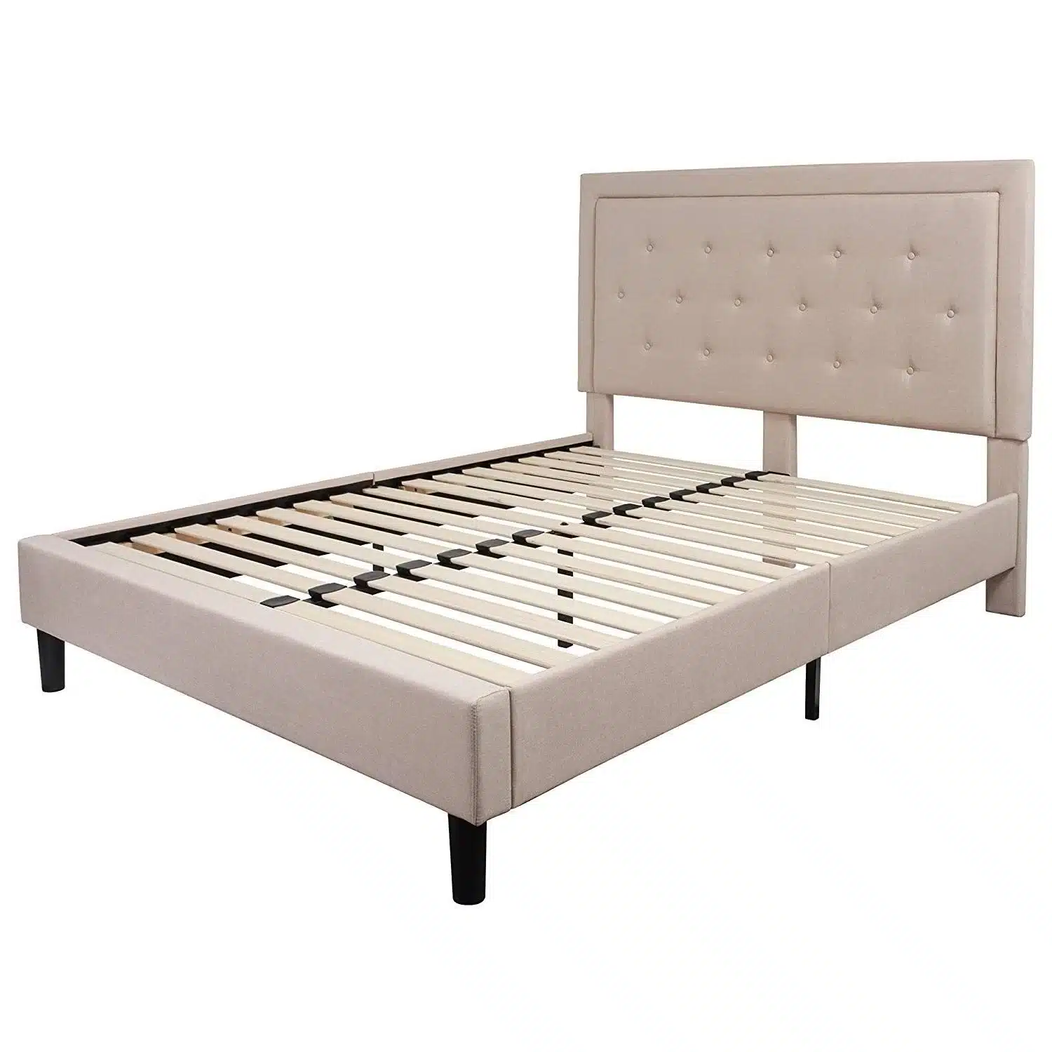 beige tufted bed frame 