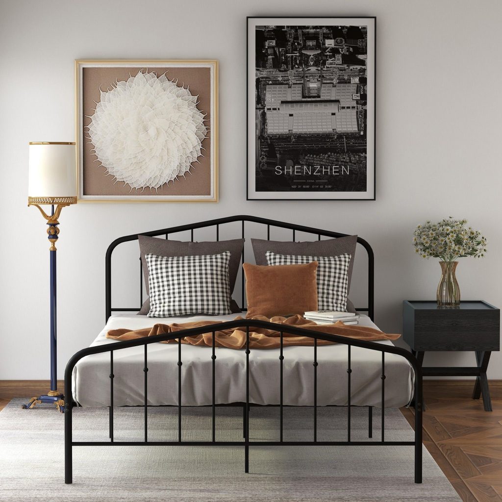 black iron bed