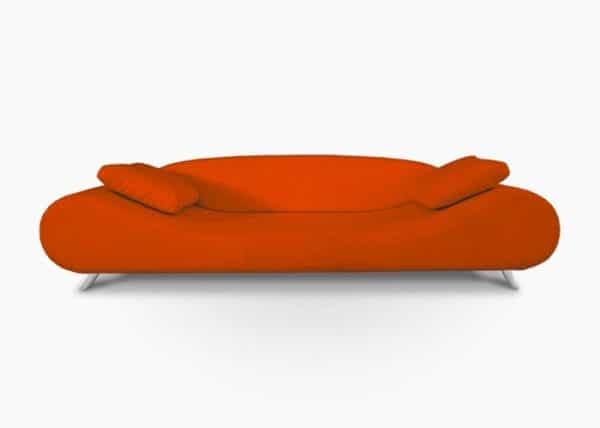 bright orange sofa