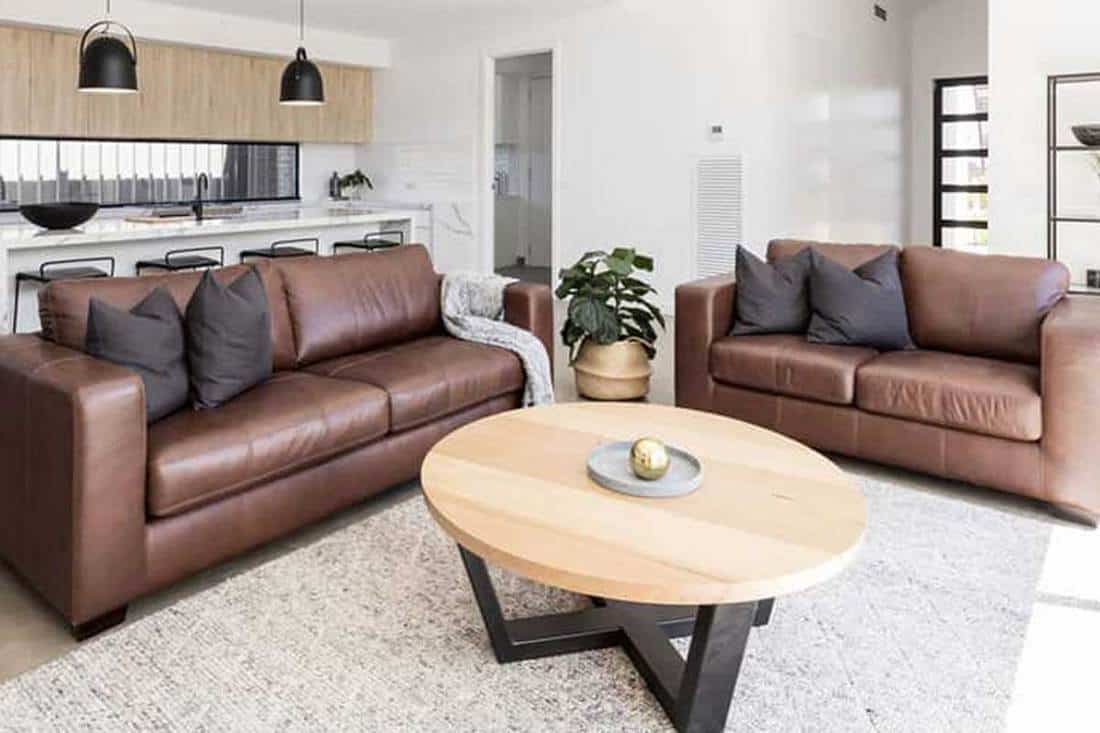 brown leather sofa