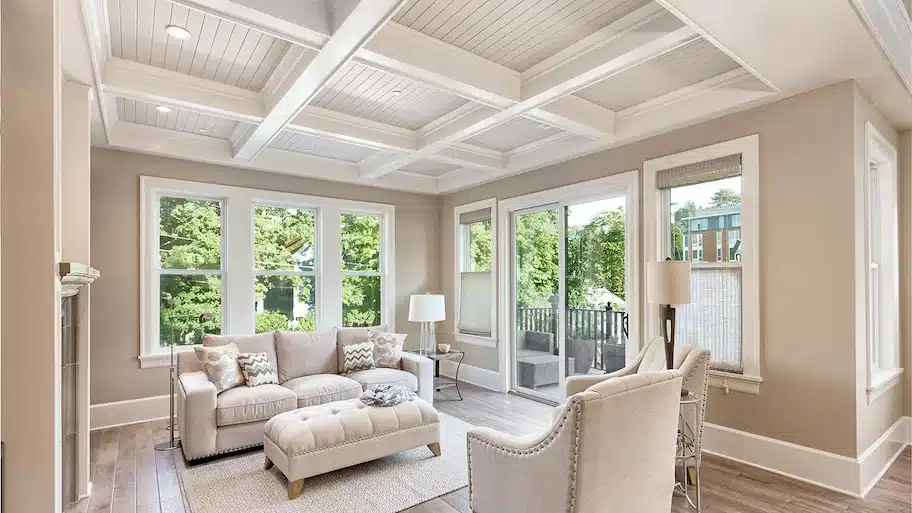 coffered living room