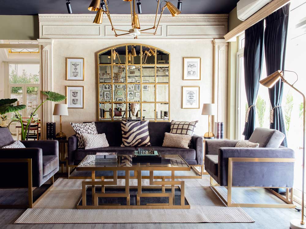 elegant drawing room brass