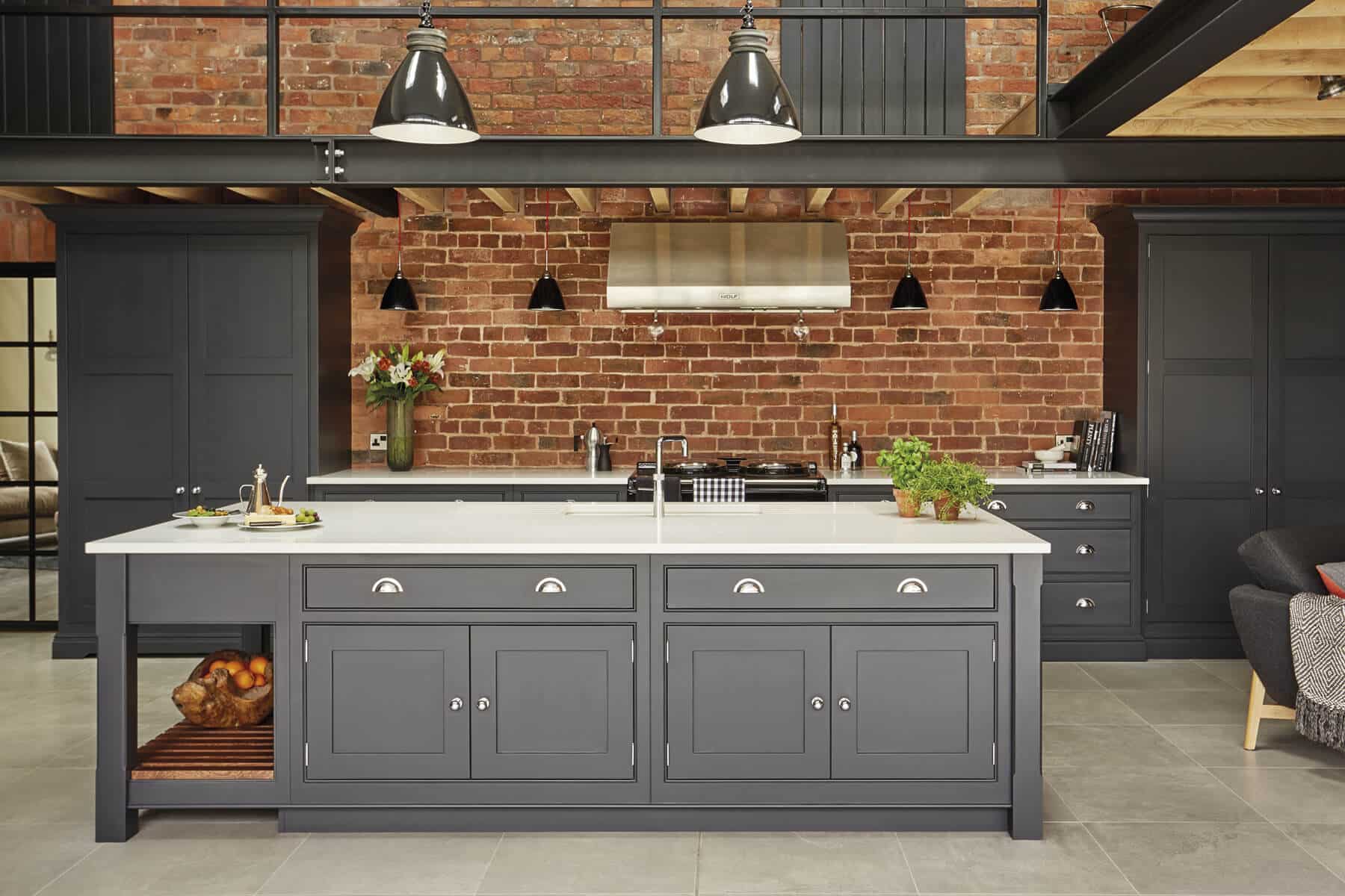 exposed brick wall design kitchen