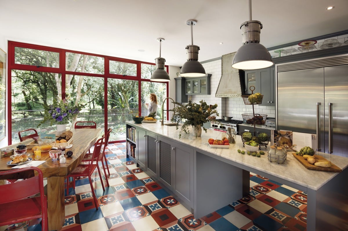 industrial kitchen patterned floor