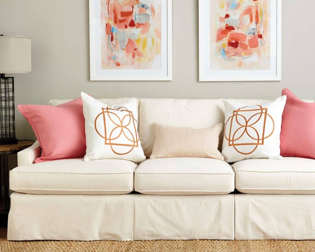 white sofa with pillow guide for girly living room ideas