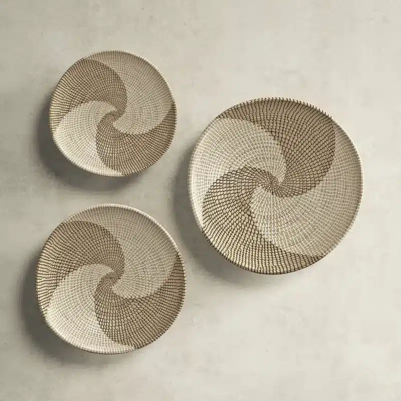 3 Piece Swirl Natural Seagrass Wall Décor Set