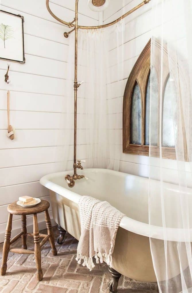 Brass Shower Hardware in the Bathroom