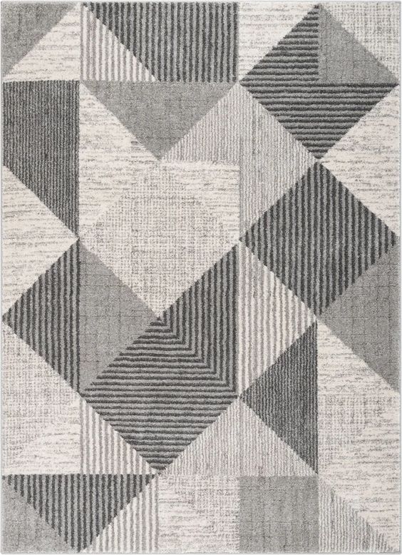 Grey Geometric Mid-Century Lujo Rug