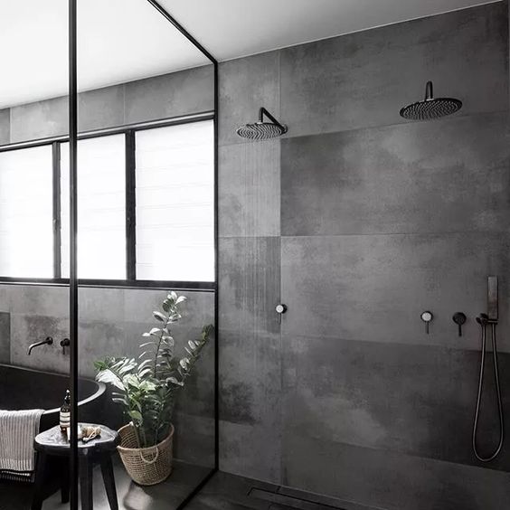 A lot of Gray industrial bathroom