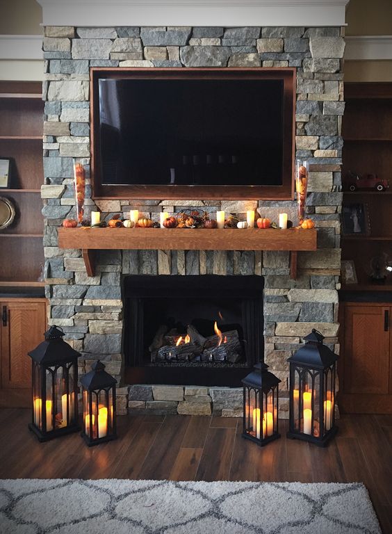 A Rustic Wooden Shelf on The Mantel