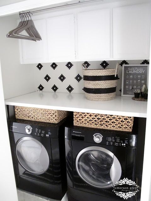 Elegant Black Farmhouse Laundry Room