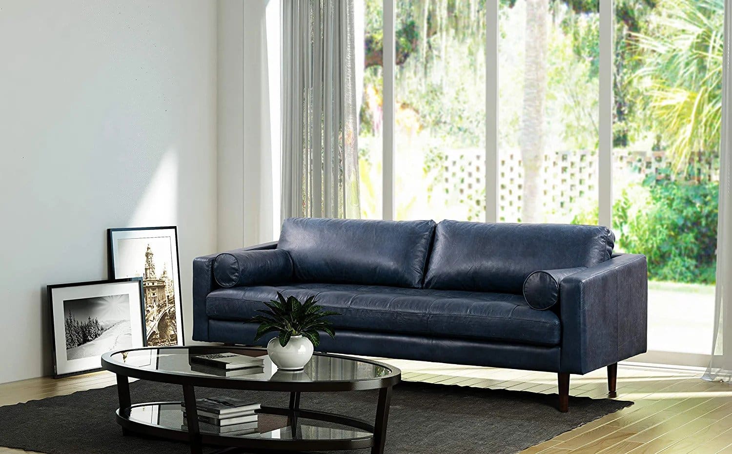 Blue Leather Boho Couches