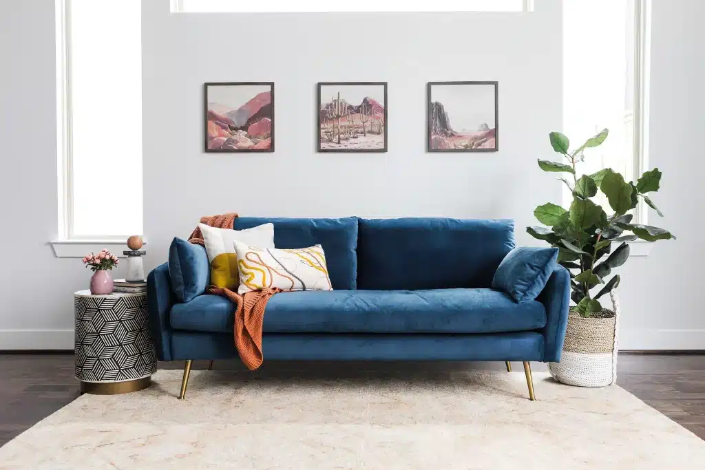 Blue Velvet Sofa