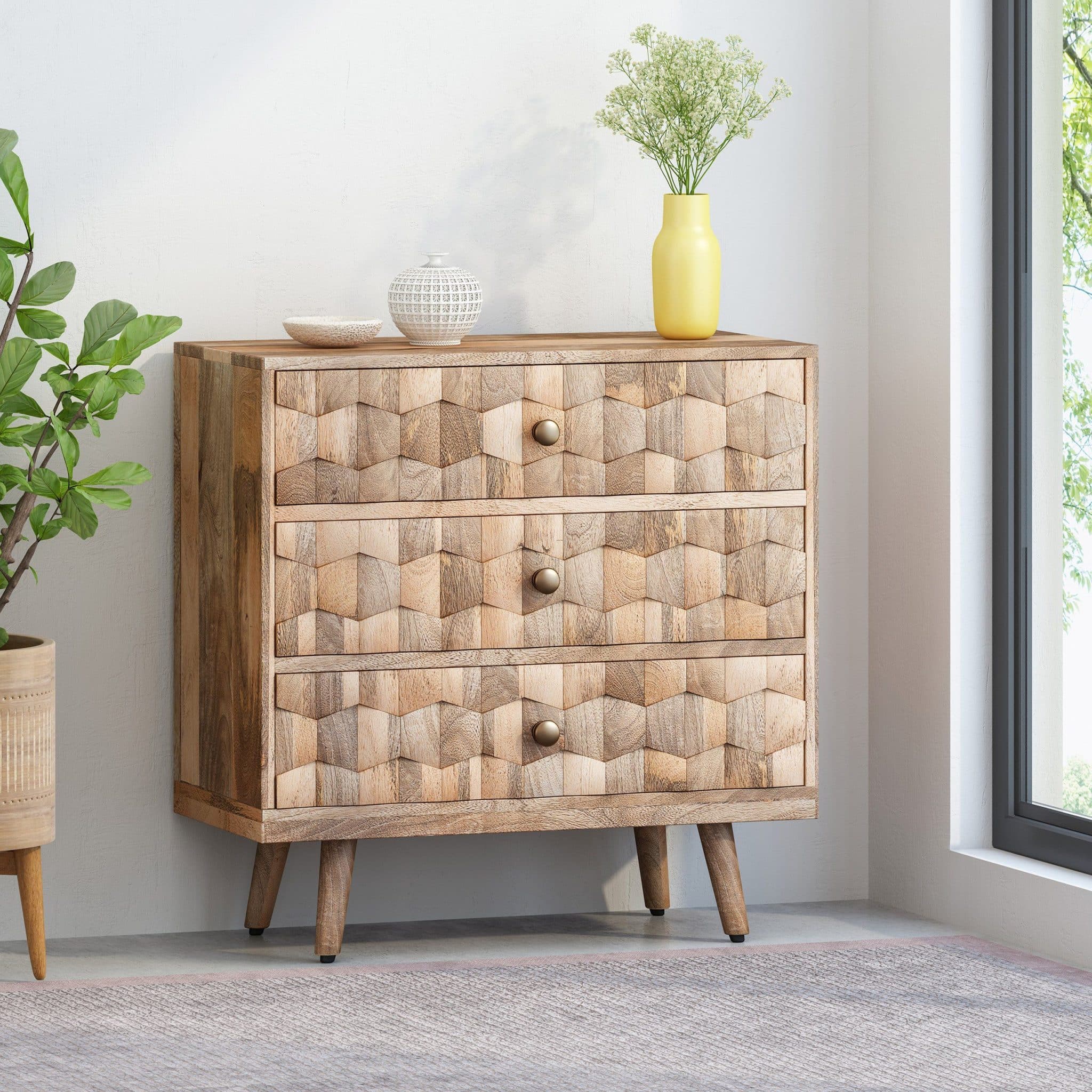 Poppy Mid-Century Modern 3 Drawer Chest