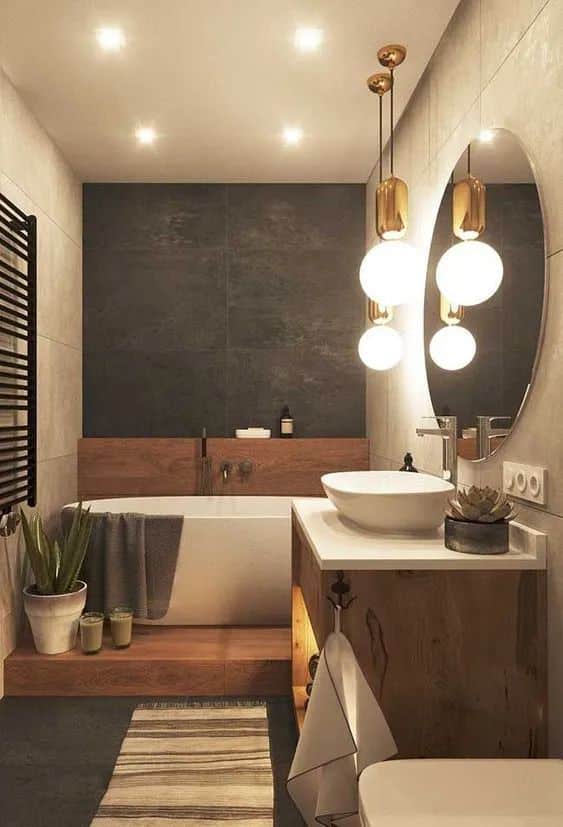 Earthy Tones Scandinavian bathroom