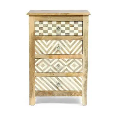 4 Drawer Mango Wood Nightstand