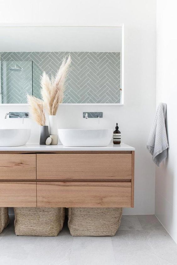 Pampas Grass Decor Scandinavian bathroom