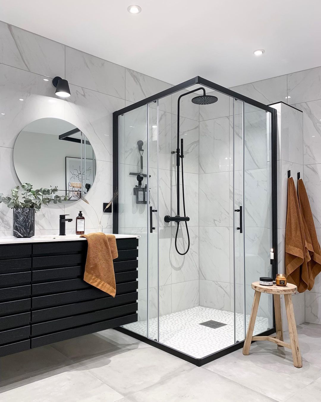 Rain Shower Scandinavian bathroom