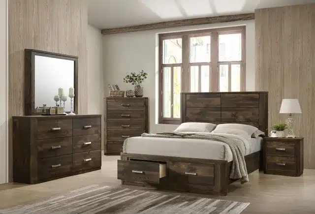 Rhapsody King Rustic Walnut Bed