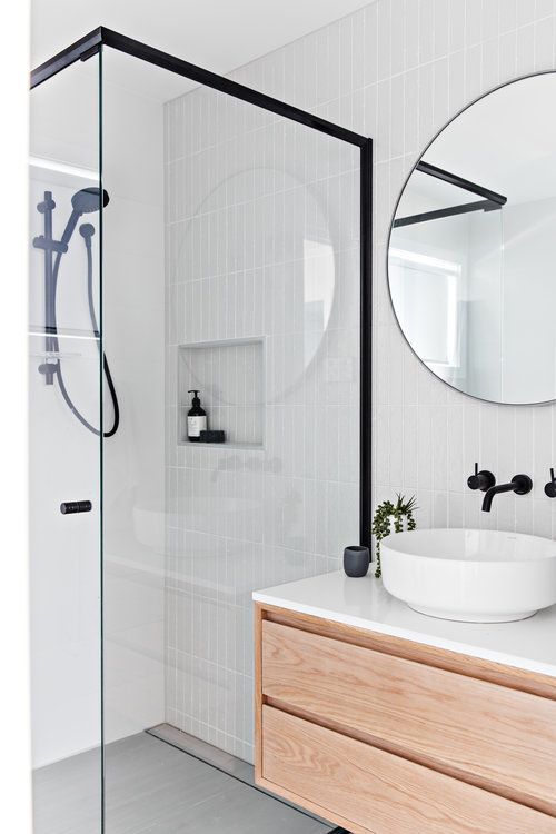 Round Vanity Mirror Scandinavian bathroom