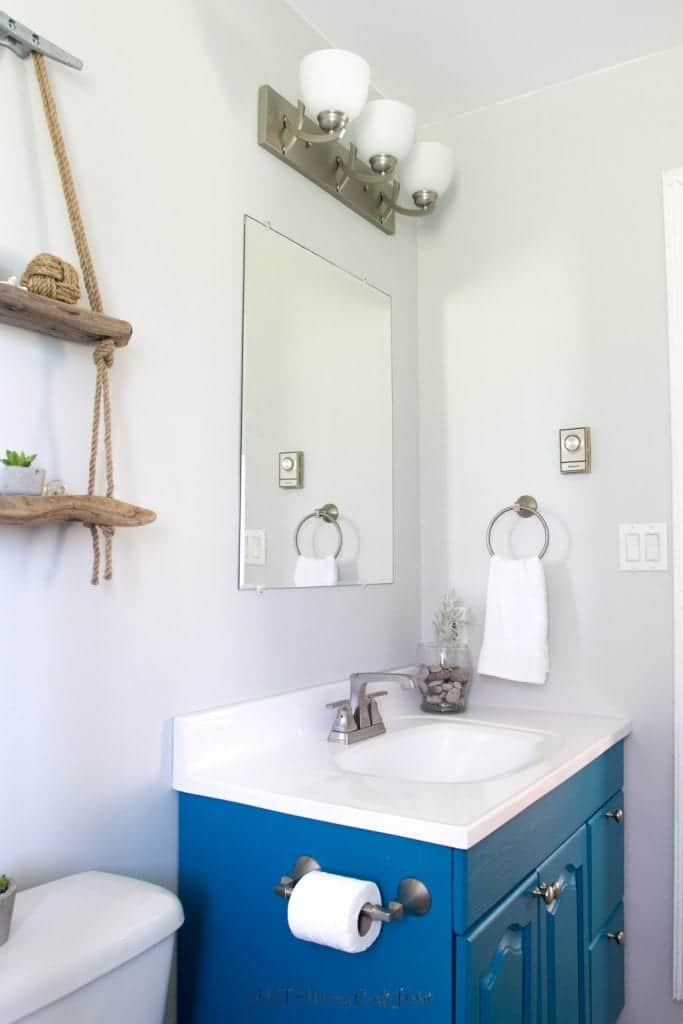 coastal inspired design mid century modern bathroom