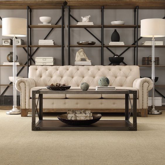 beige tufted sofa 