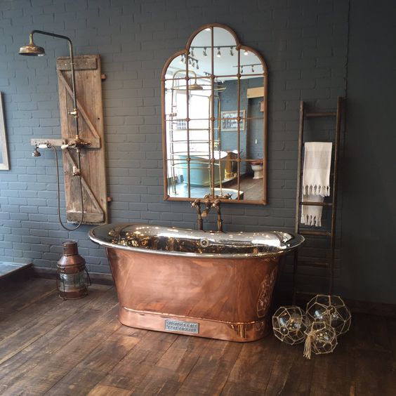 Warm Copper industrial bathroom