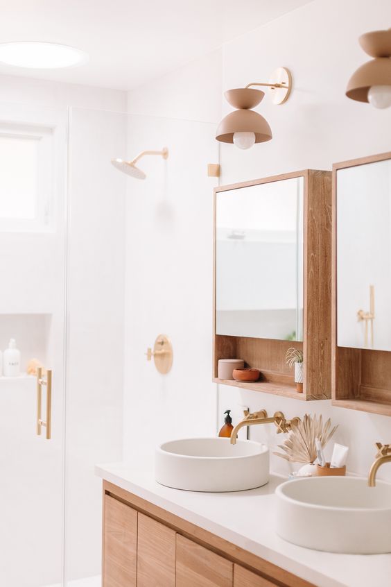 Warm Lighting Scandinavian bathroom