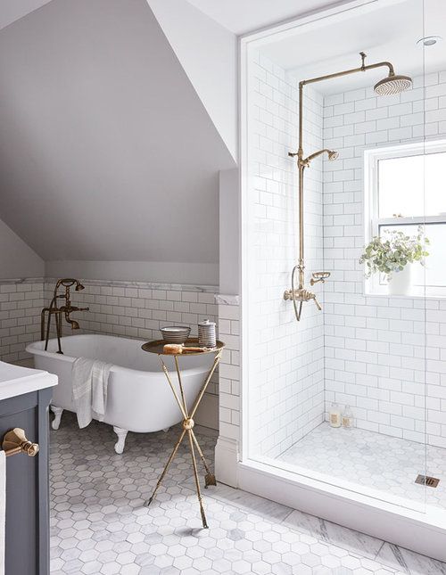 White Subway Tiles industrial bathroom