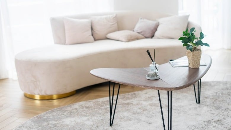 Curving Wood Coffee Table