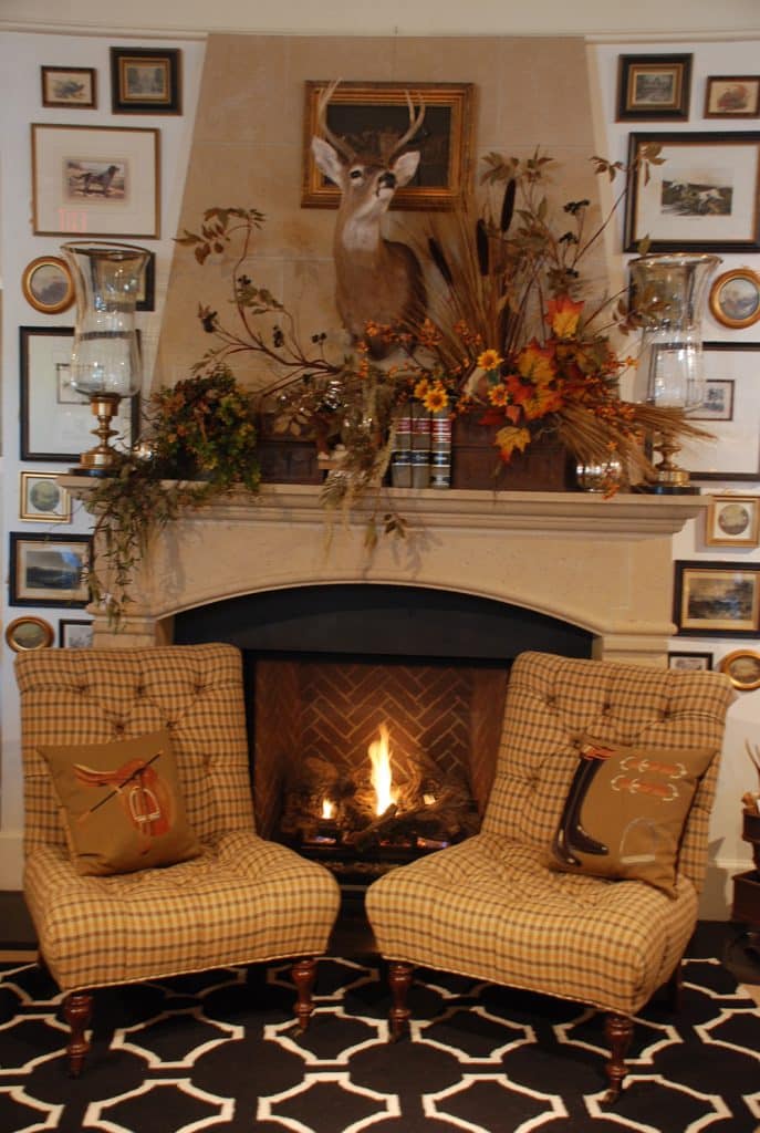 Large Floral Tapestry on The Mantel