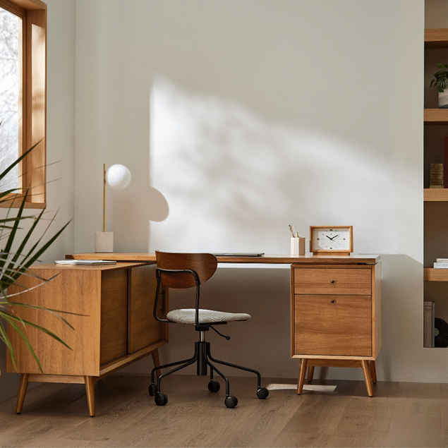 Mid-Century Modern L-Shaped Desk