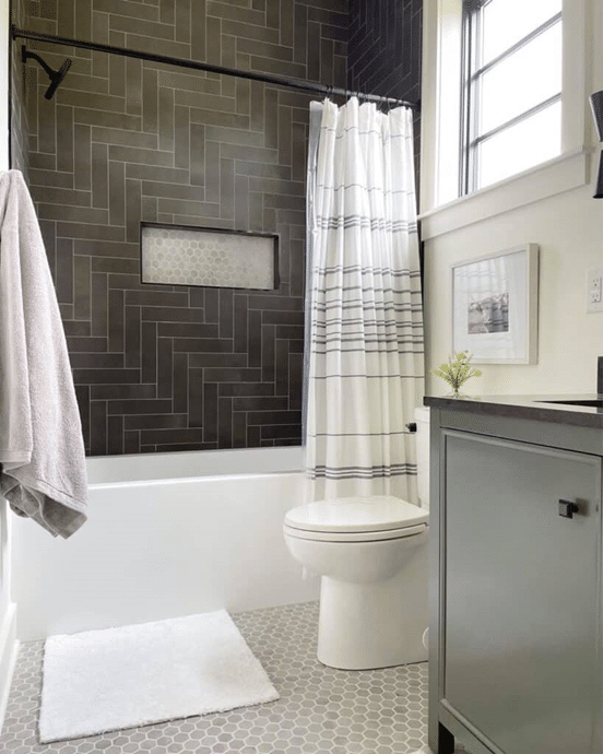 dark colored bathroom wall tiles 