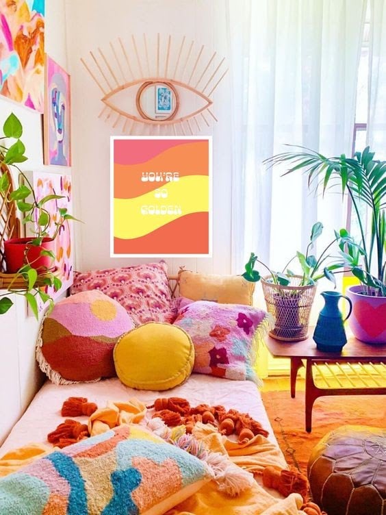 Vibrant Colors Boho Living Space