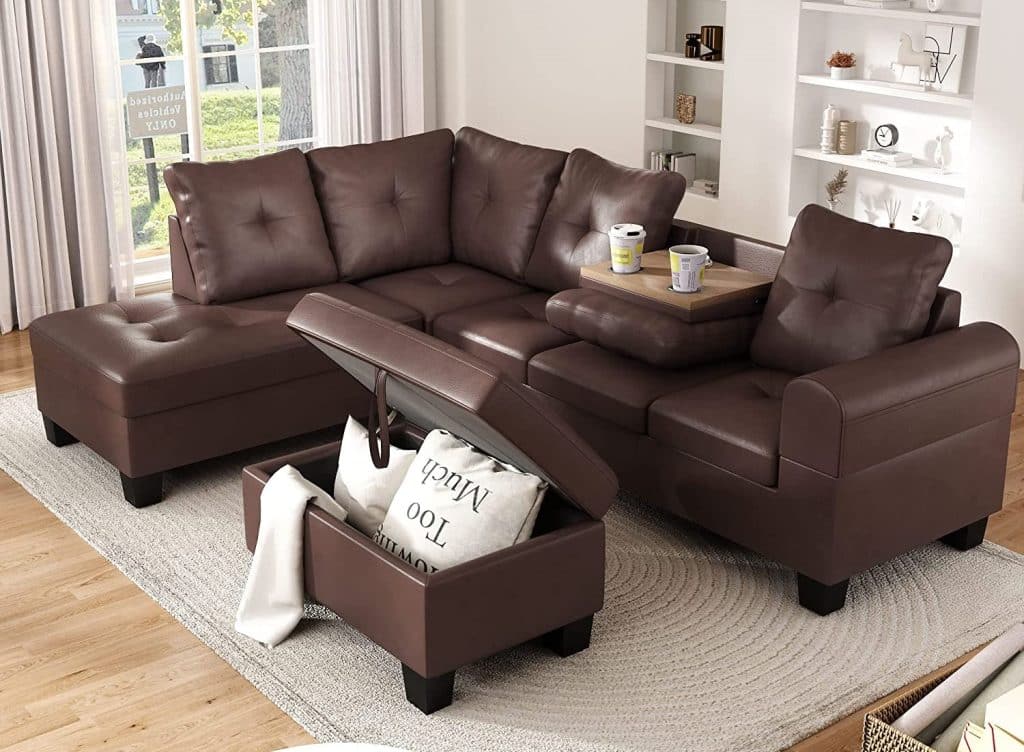 Sectional Sofa with Storage Ottoman