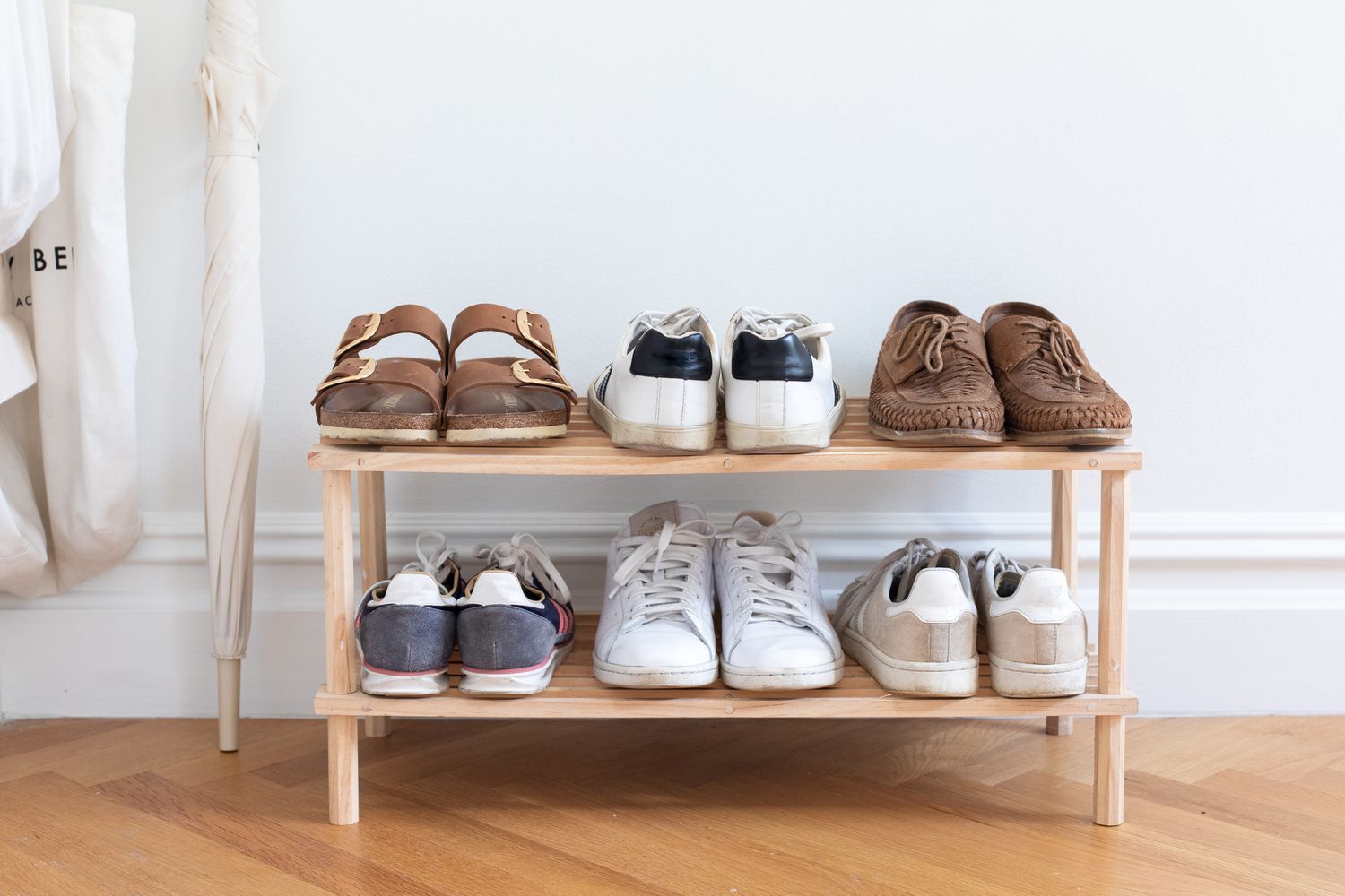 Shoes on a shoe rack sale