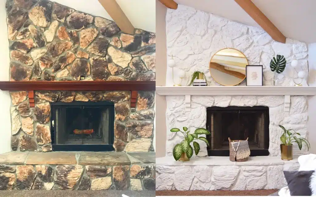 Stone Fireplace Makeover