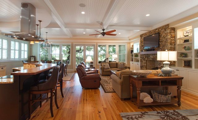 Traditional Open Plan Kitchen Living Room