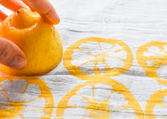 DIY Citrus Stamp-Painted Tea Towel