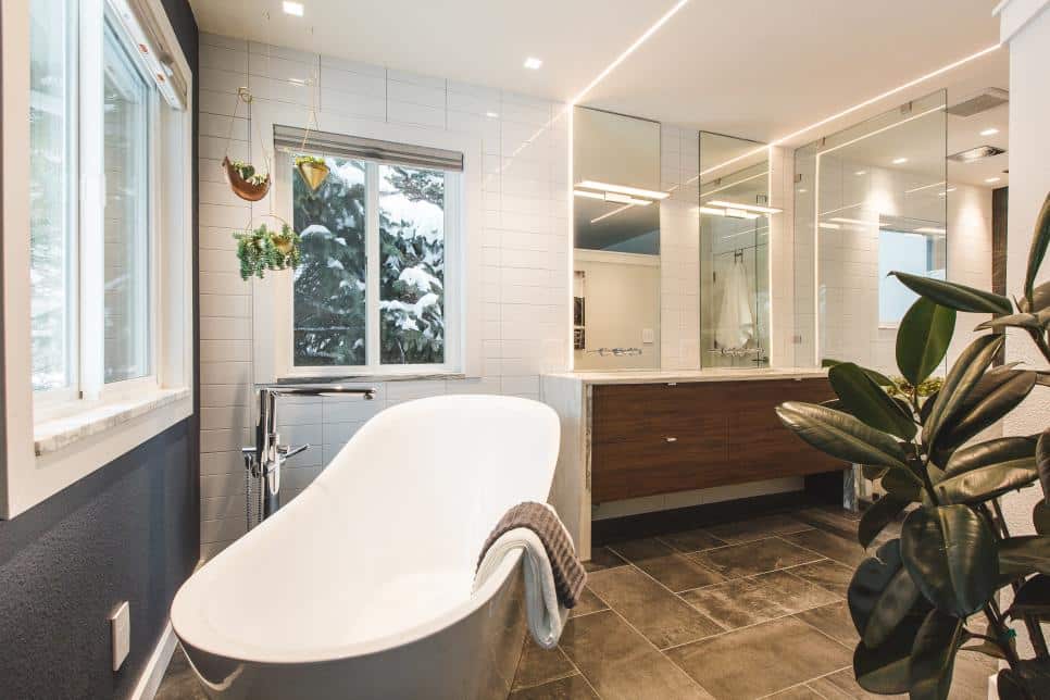 How to Incorporate Plants in a Dark Green Bathroom