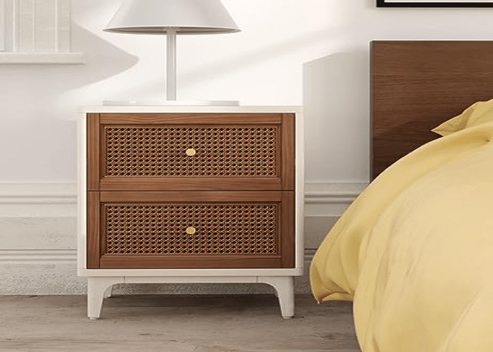  Lonyke Nightstand with Cane Drawers