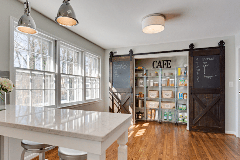 Pantry Organization with Sliding Barn Door