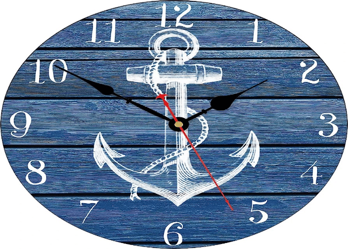 White Anchor Pattern Wall Clock