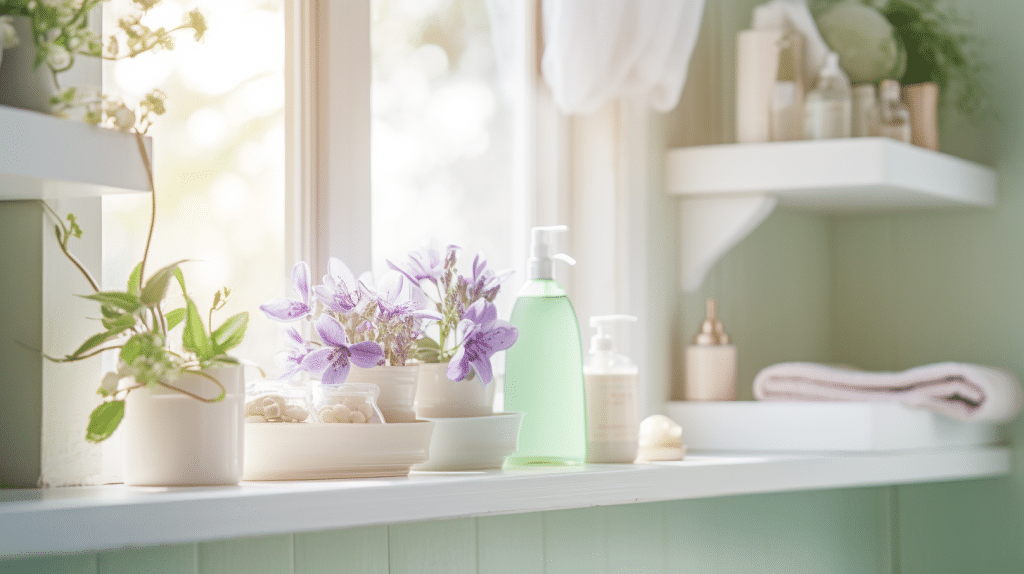 A spring-themed bathroom