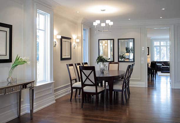 Layout of the main floor in brand new custom family home in North America.